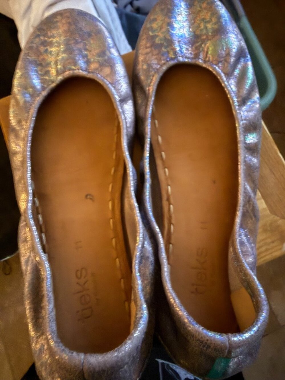 Tieks Rose Gold Glam Ballet Flats Women's Size 11